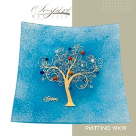 Murano Glass Decorative Dish, Handcrafted Decorative Bowls for Home Decor, Centerpiece Tray, Key Bowl, Gift Decor Tray for Entryway Table, Living Room, Dining Room 7.5"x 7.5"