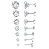 Minnario 7Pairs 2-8mm Flat Back Stud Earrings Hypoallergenic Stainless Steel
