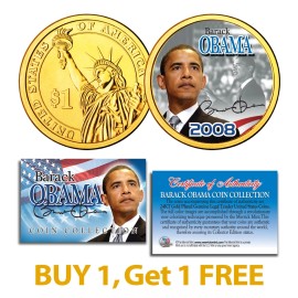 BARACK OBAMA 2008 Presidential $1 Dollar Coin 24K Gold Plated - BUY 1 GET 1 FREE