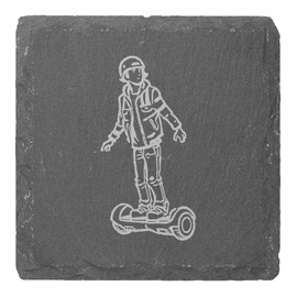 4 x 'Boy On Electric Hoverboard' 10cm Square Slate Coasters (CR00213036)