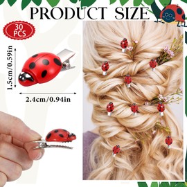 Luinabio 30 Pcs Ladybug Hair Clips, Mini Resin Clips for Halloween Party