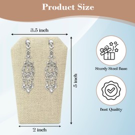 Novel Box 3 Pack Beige Linen Earring/Pendant Display Stand 3.5x2x5 Inches - Earrings Holder Stands for Display - Jewelry Holders Organizer Stand for Earrings Displays