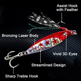 Saltwater Jigs Fishing Lures Kit Jigging Spoon Metal Lures Slow Pitch Vertical Jigs with Assist Hooks Inshore Hard Lures Spinners Jigging Blade Bait for Sea Fishing Tuna Salmon Grouper Bass