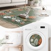 Washable Scalloped Area Rug, Green Floral, 5'x7'