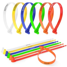 Flintronic 60 x Seals, Plastic Safety Seals, Plastic Cable Tie Tags with Numbered, Cable Tie Tags Colourful, Logistics Transport Tags for Suitcase, Travel Luggage, Clothes, Shoes