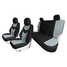 TLH - Juego completo de fundas de asiento de automóvil de ajuste universal, color gris y negro, protector de asiento de automóvil, accesorios interiores, fundas clásicas de tela plana para asiento de automóvil para la mayoría de automóviles, camiones, SU