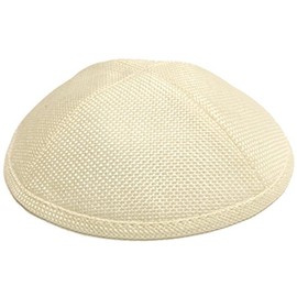 A1 Skullcap Burlap Fabric Kippot Single or Bulk Kippah Optional Custom Imprinting Inside for Your Speacial Event Ivory