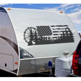 INCreation Company American Flag Camper RV Decal Camping Sticker USA Travel Logo Adventure Awaits