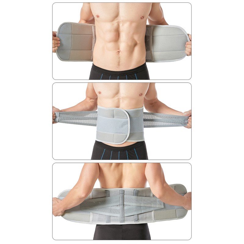 XL Back Brace Grey Breathable Removable Lumbar Support Back Brace