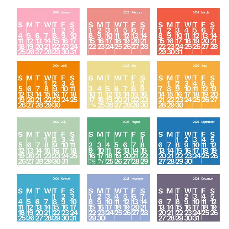 The Wall Calendar Year 2026 Color- Giant Wall Calendar 48"