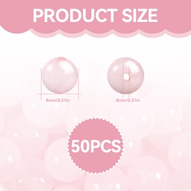 Pack of 50 8 mm Natural Rose Quartz Beads with Hole, Gemstone for Threading, Pink Beads, Loose Round Stone Beads, Natural Stone Beads for DIY Bracelet, Necklace, Jewellery Making Accessories