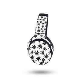 MightySkins Carbon Fiber Skin Compatible with Skullcandy Crusher ANC 2 - Pot Leaves Black | Protective, Durable Textured Carbon Fiber Finish | Easy to Apply