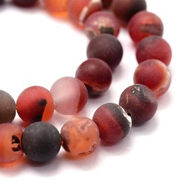 Gemstone Beads 6 mm Semi-Precious Stone Jewellery Beads Round 36 Pieces Gemstone Beads with Hole for Threading (Red Indian Agate Frosted)