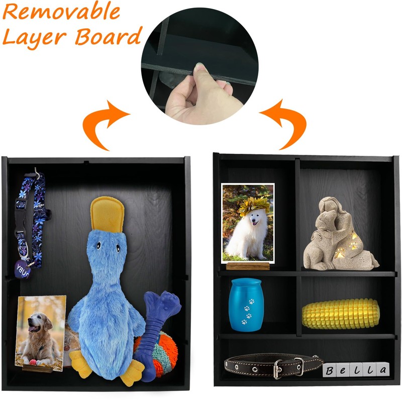 Sofunii Pet Memorial Shadow Box with Shelves for Dogs or