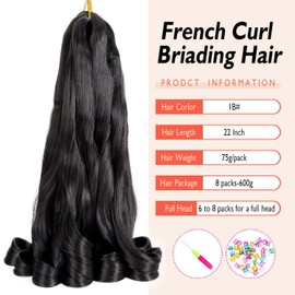 3 Packs French Curly Braiding Hair 55.8 cm Pre Stretched Braiding Hair Loose Wave Spiral Curl Braids Crochet Hair with Curly Ends for Black Women by originea (1B#)