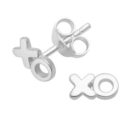 Heather Needham Sterling Silver Noughts & Crosses stud Earrings - SIZE: SMALL 6.5mm x 3.5mm Gift boxed 5351