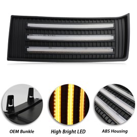 BINQIGOO Full LED Front Fog Light DRL Kit for Toyota Tundra 2022 2023 Replacement Bumper, Function as Dynamic Sequential Turn Signal Lights，Daytime Running Light Kit Foglamp