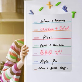 2 Pieces Magnetic Weekly Dry Erase Boards Erasable Weekly Calendars Whiteboard Planners with 2 Pieces Markers for Office, Home, School Supplies (Color 1, 9.4 x 7.5 Inch)