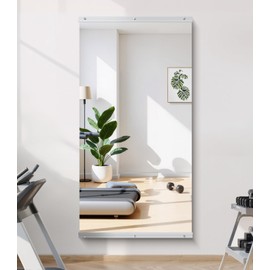InfiniGlass Home Gym Mirror - 55x28 Inch, 1PCS Frameless Tempered Glass Full Body Mirror for Wall Mount - Ideal for Yoga, Workout, Bedroom, Dance Studio (Silver)