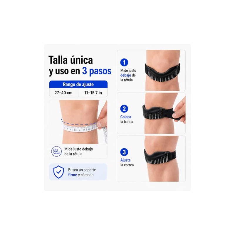2 PCS Cinta Rotuliana para Rodilleras, Ajustable, Amortiguación de 10