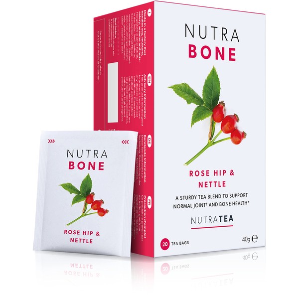NUTRABONE - Bone Health Tea | Bone Strength Tea - Maintains Bone Density & Joint Care - Includes Ginkgo Biloba, Rosehip & Devil's Claw - 60 Enveloped Tea Bags - by Nutra Tea - Herbal Tea - (3 Pack)