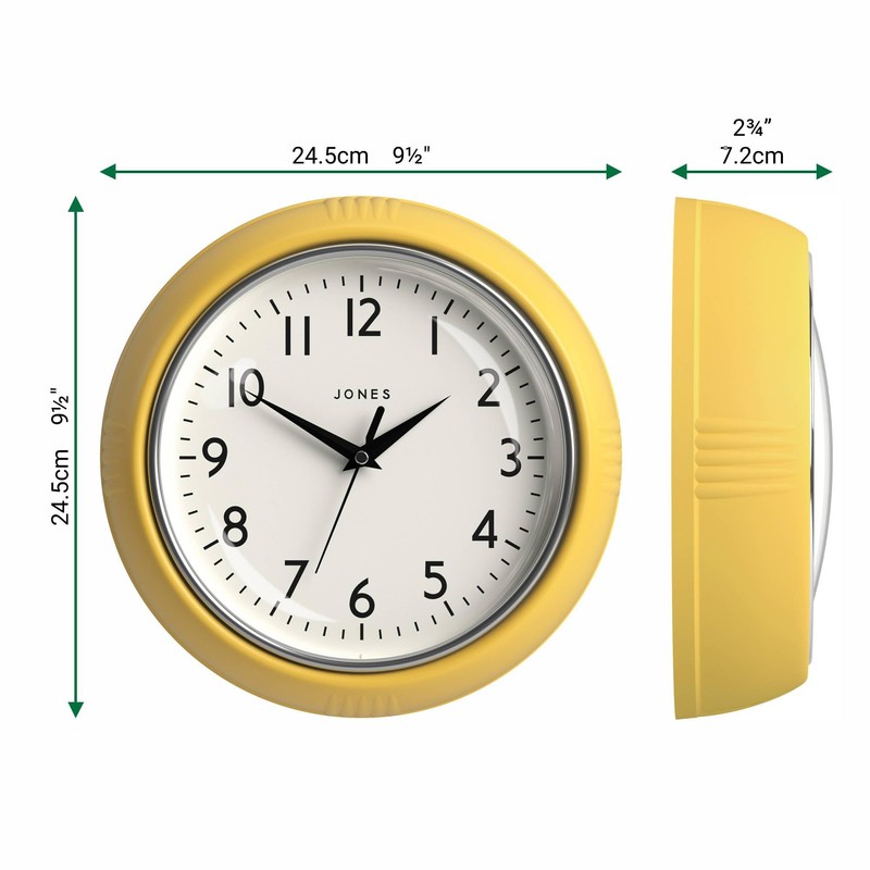 JONES CLOCKS Ketchup Wall Clock | Round Retro Diner Clock