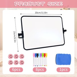 Dry Erase Whiteboard with Stand, A4 Mini Magnetic Desktop Small White Board, 20 x 30cm Double-Sided Whiteboard Easel for Drawing in School & Home