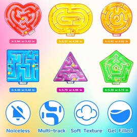 Sensory Fidget Maze Toy for Autism, LESONG 6 Pack Sensory Maze Toys Autistic Calming Toys Feeling Toy for Children Kids, Gel Filled Squishy Stress Toy for Preschool Special Needs Learning Toys