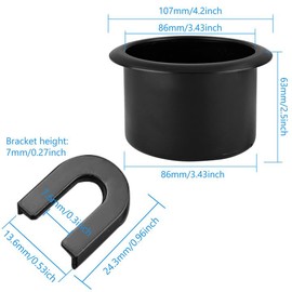 Waziaqoc 2PCS Recliner-Handles Cup Holder, Diameter 86mm Plastic Cup Holder Replacement Cup Holder Insert for Sofa Couch Table Rv Car Boat, Height 2. 5Inch, Black