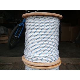 Sailboat Rigging Rope 5/16" x 100' White/Blue Double Braided Polyester Dacron Sheet Halyard Line