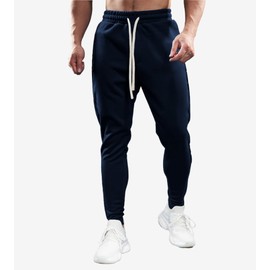 Fioboc Mens Slim Joggers Weekend Performance Zip Ankle Jogger for Men Sweatpants with Zipper Pockets Athletic Pants, Pacific Blue M