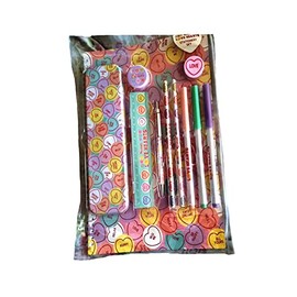 Stationery Sets with A4 Notebook, Tin Pencil Case, Pen, Pencils, Fibre Tip Pens, Ruler, Sharpener, in a A4 Zip Lock Wallet Stationary Gift Set.