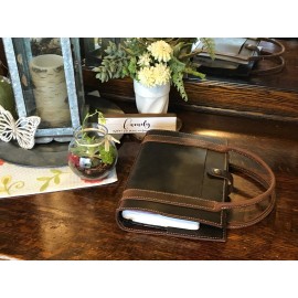 Handmade Distressed Leather Bible Book Cover Sleeve Pockets Handle Custom Case Amish Made - No Message, Cover with Pockets & Handle