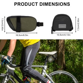Saddle Bags for Bicycle Road Bike MTB with Reflective Waterproof Bicycle Bag Bicycle Case Bicycle Seat Bag for More Storage Space on the Seat Post 16.5 x 7.5 x 10 cm with Velcro Fastening (Green)