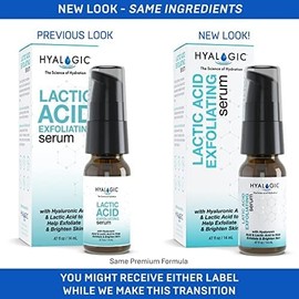 Hyalogic Lactic Acid Serum 0.47oz - Spa Grade Exfoliating Face LA, Hyaluronic Acid HA and Alpha Hydroxy Acid (AHA) Face Exfoliant - 0.47 Fl Oz / 14ml