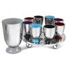 Elegant Display Kiddush Cup Wine Fountain Set - Hammered Metal