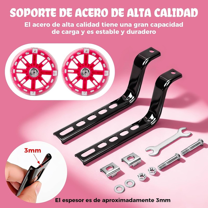 GWMWON Llantitas Bicicleta Llantas Entrenadoras,Ruedas de Entrenamiento LED