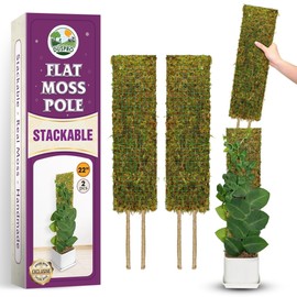 DUSPRO Flat Mesh Moss Poles for Climbing Plants Monstera Stackable Moss Pole for Plants with Real Moss Moss Plant Pole for Potted Plants Handmade Moss Stick for Indoor Plants Grow Upward 2 Pack 22”