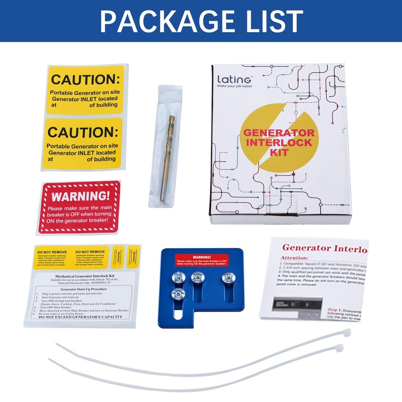 LATING Generator Interlock for Square D QO or Homeline 150