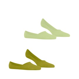 Burlington Women's Everyday Multipack W In Cotton No-Show Plain 2 Pairs Liner Socks, Green Lemon 7498 5.5-6.5