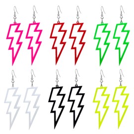 CWVHQ 6 Pairs 80s Acrylic Exaggerated Lightning Earrings Punk Retro Geometric Delicate Statement Earrings for Women (style-1)