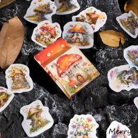 Ta Merry Kawaii Scrapbook Accessories Scrapbooking Supplies,46Pcs Laptop Cute Mushroom Stickers Aesthetic for Adults,Journaling Supplies Aesthetic Stickers for Scrapbooking,Card Making(Mushroom House)