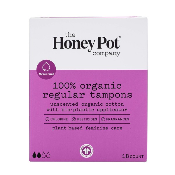 The Honey Pot Company Regular Organic Cotton Tampons 18 Count
