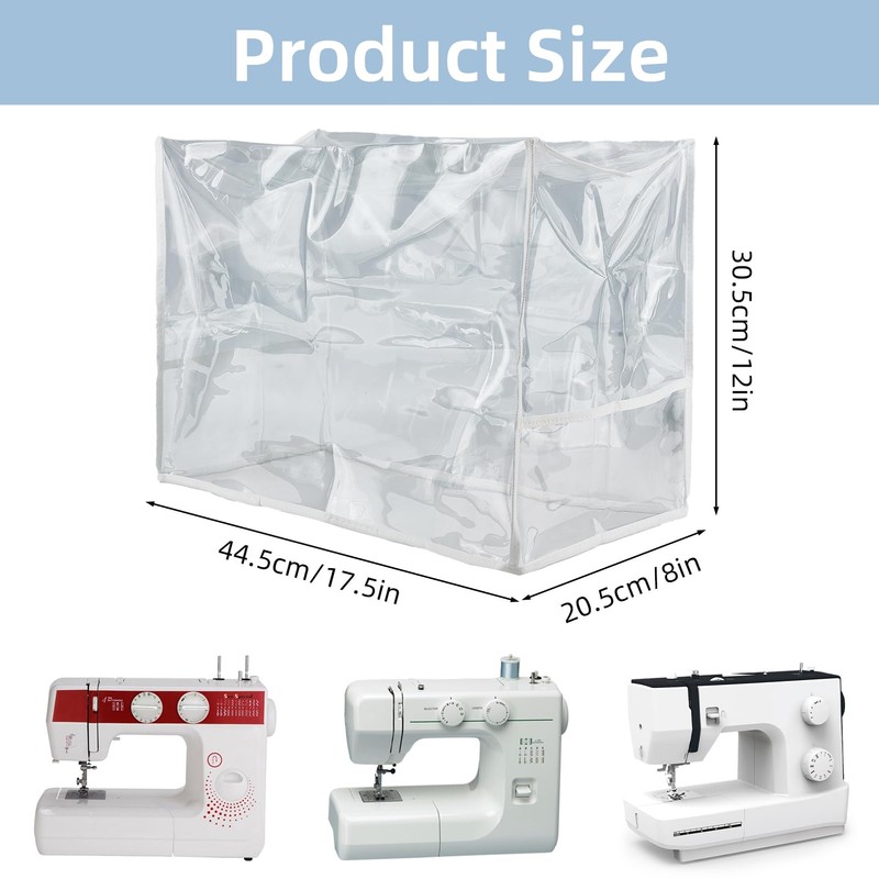 letsinstyle Sewing Machine Cover with Storage Pockets, Clear Plastic Sewing