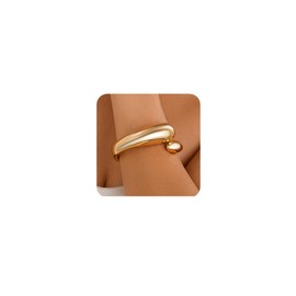 fxmimior Boho Women Fashion Cuff Bangle Bracelet Wide Wire Bracelets Gold Silver Simple Cuff Bracelets Chunky Flat Cable Bracelets for Women (Gold)