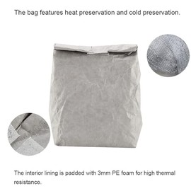 TOPINCN Lunch Bag Insulated Lunch Box Storage Kraft Paper for Women Men Outdoor Picnic(Gray)