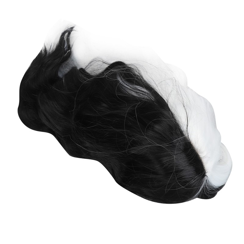 Black and White Short Curly Wig Women Cosplay Party Shoulder