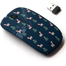2.4G Wireless Mouse with Cute Pattern Design for All Laptops and Desktops with Nano Receiver - Christmas Tree Cute lama Xmas