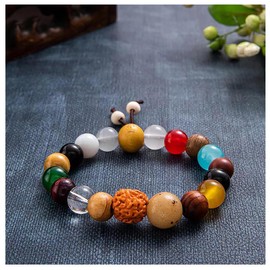 SMFYMY.L Boho Bracelets,Bodhi bracelet,Bead bracelet,Made from 18 different woods,Suitable for daily wear, women accessories, prayer, amulet