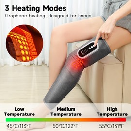 Leg Massager with Air Compression, Electric Leg Massager with 3 Modes & Intensity & Knee Heating, with LCD Display, Lymphatic Drainage Massagers with 15 Minutes Timer - Single
